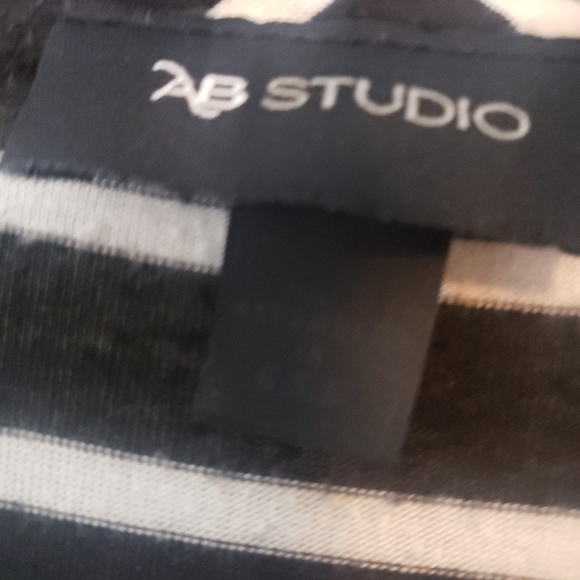 AB Studio - Black and White Striped Cardigan, Size L - Picture 3 of 6